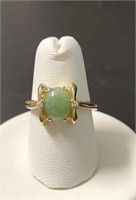 14 KT Jade and Diamond Ring