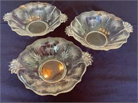 Three Fostoria Lido Serving Bowls with Handles
