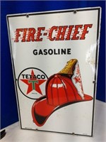 Texaco Fire-chief gas porcelain pump plate