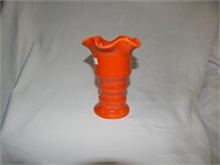 Rare Bauer Matt Carlton Orange Ruffled Vase 6"