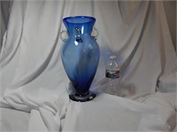 Beautiful Hand Blown Art Glass Vase Large Blue