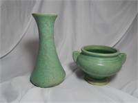 Vintage Brush McCoy Pottery Green Vellum Vase Pot