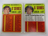 (2) 1969 Topps Baseball Unused Checklist