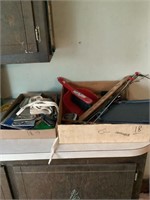 (2)Boxes Garage Items-tape measures,sand paper etc