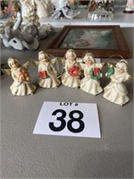 Set of 5 Homco Ceramic Angel Ornaments