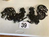 Wrought Iron  Wall Hanging Roosters