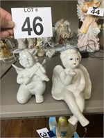 2 white Ceramic Angels.