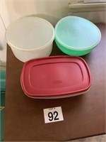 Plastic Ware, 2 Tupperware and 1 rubbermaid