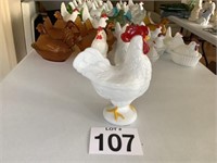 West Moreland Milk Glass Rooster Candy Dish