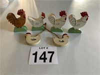 Lot of Wooden Roosters