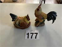 Resin Rooster and Hen Figurines