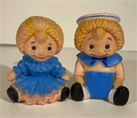 2 Raggedy Ann & Andy Soft Plastic Figures