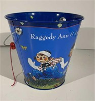 Raggedy Ann & Andy Doll Tin Bucket Sand Pail