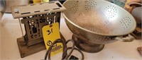 Antique Toaster w/ cord & Copper Colander