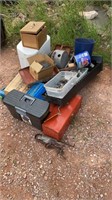 Lot of Toolboxes, Chain, Peg Hooks, Etc