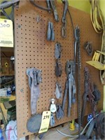 All items on pegboard and top of bench