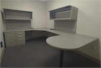 Office cubicle desk 113.25"x54"x89.25" 
Cabinets