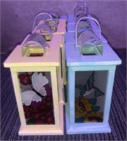 Stained glass candle lanterns 9.5"x4.5”