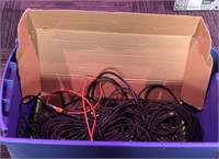 Tote of miscellaneous cables and chords