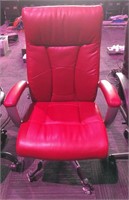Rolling Red leather swivel office chair