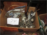 BOX OF OLD FLATWARE