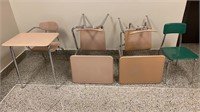 3 Hard Plastic School Desk & green school chair