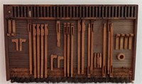 (R) Contemporary mixed wood relief sculpture