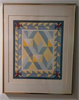 (R) Framed, Original Couache On Paper, Geometric