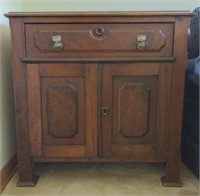 (G) Antique Walnut Cabinet with burled insets
