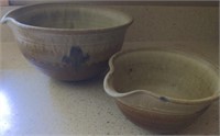 (B) Lot of 2 Stone Ware Pottery Mixing Bowl