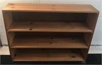 (B) Wooden book shelf measuring 11.5” by 48” and