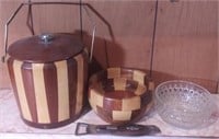 (G) Cambridge ware wooden bowl and more