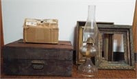 (R) Lot of Misc items Including Vintage Oil Lamp