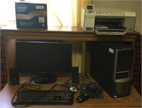 LG computer, monitor, speakers, mice, printer