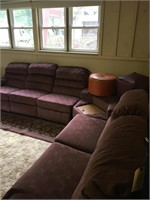 Corner couch and 2 Vintage Footstools