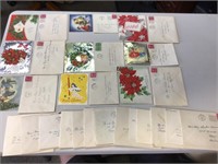 1950 used Christmas cards & envelopes