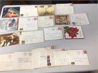 1957 used Christmas cards & envelopes