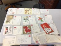 1957 used Christmas cards & envelopes