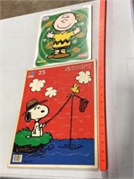 Snoopy and Charlie brown vintage puzzle boards