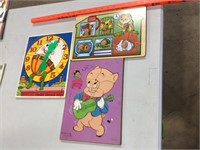 3 vintage puzzle boards
