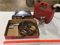 Gas can, band saw & chainsaw blades, and more