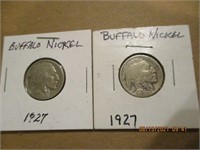 2 Buffalo Nickels 1927