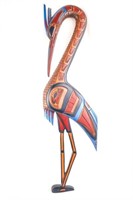 NW Coast wood carved Blue Heron by Ron Aleck