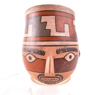 Nazca Civilization Polychrome Portrait Vessel