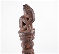 Chancay Civilization, Peru carved wood Litter Pole