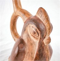 Moche Polychrome terracotta stirrup-spout vessel