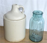 ANTIQUE WHISKEY JUG & BALL CANNING JAR !-A-1