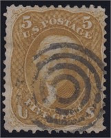 US Stamps #67 Used w/ Bullseye Cancel CV $750