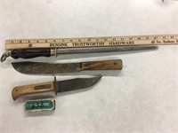 Knives, sharpener and stone