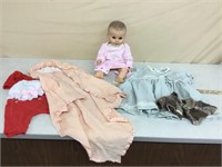 Vintage baby doll and clothes
